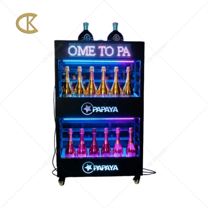 Champagne Wine Cabinet Display With Led Screen